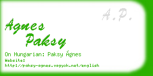 agnes paksy business card